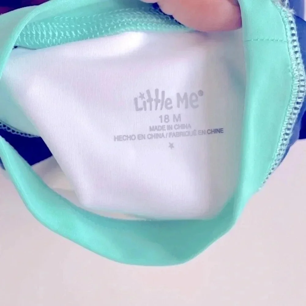 Little Me Blue Whale Colorblock Pullover Swimwear Rash Guard 12-18 Months NWOT